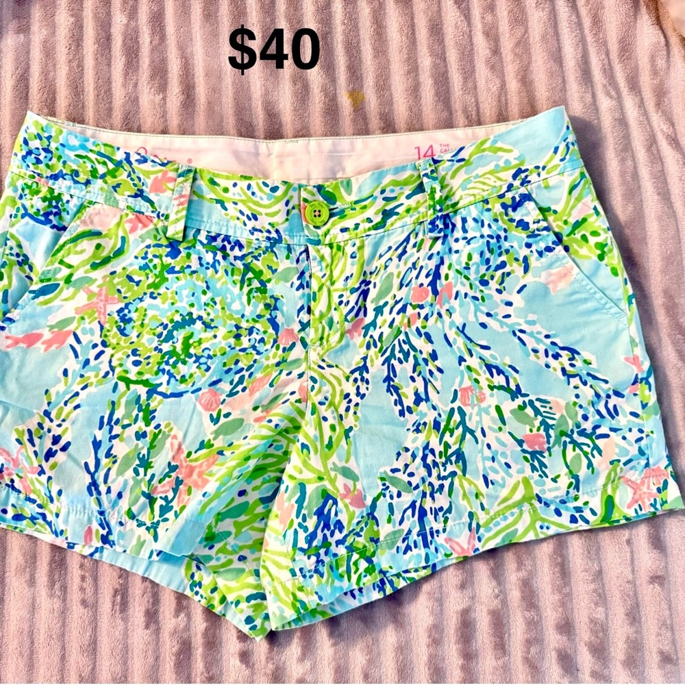 Lilly Pulitzer Aqua Floral Print Women's Shorts